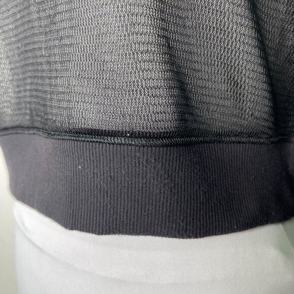 Alo Women's Black Sheer Mesh Long Sleeve Cropped Crewneck Top Size Medium - Picture 10 of 11
